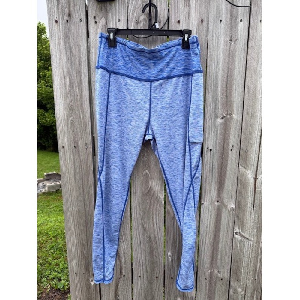 Athletic Sports Wear Leggings Womens 2XL Blue Space Dye High Waist Side‎ Pocket